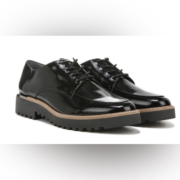 NEW Franco Sarto black Patent Vegan Leather Lace Up Loafers size 7 - Picture 2 of 10